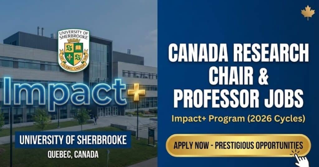 Impact+ Canada Research Chair & Professor Jobs at University of Sherbrooke (2026) Impact+ Canada Research Chair & Professor Jobs at University of Sherbrooke (2026)